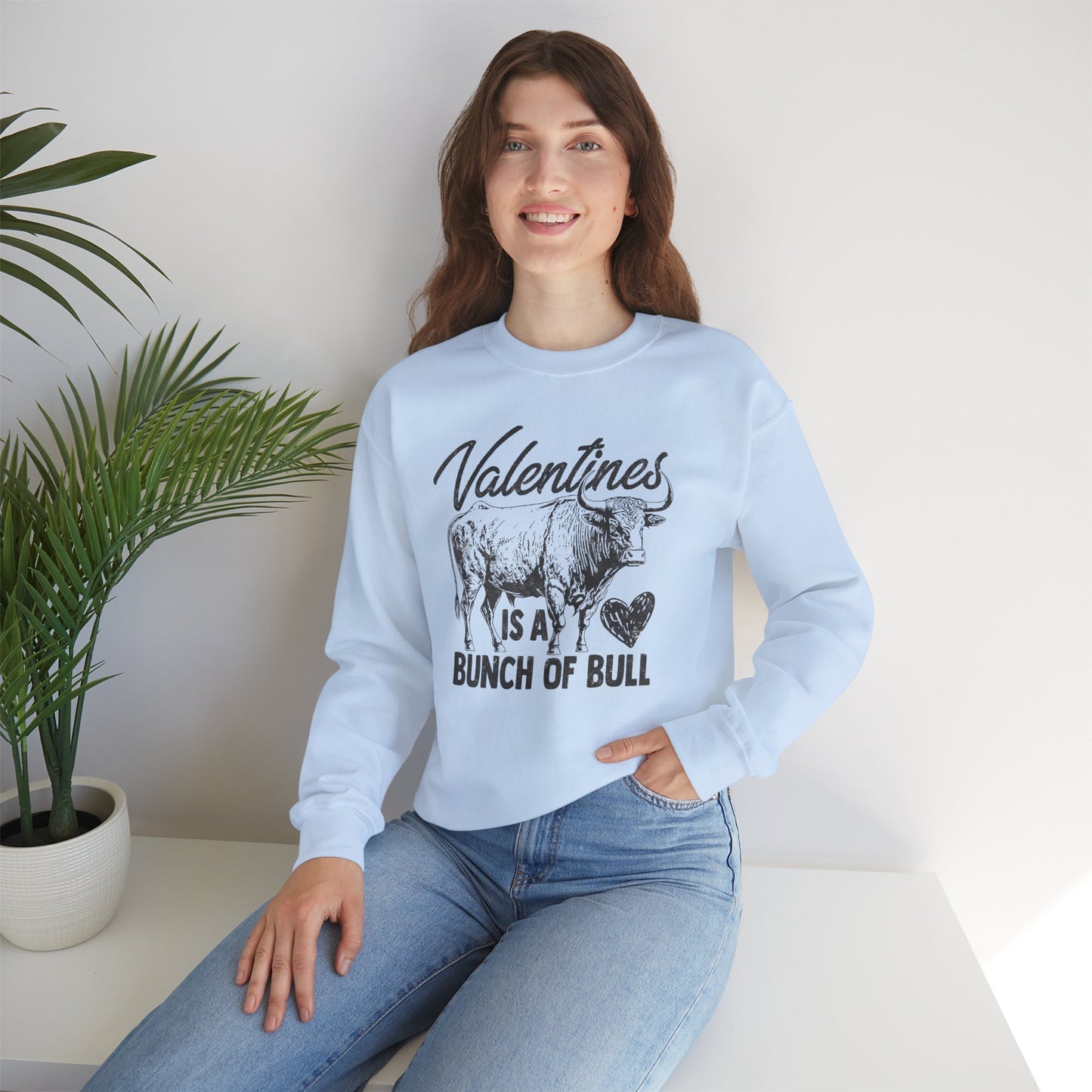 Valentine’s Is A Bunch Of Bull Graphic Crewneck Sweatshirt