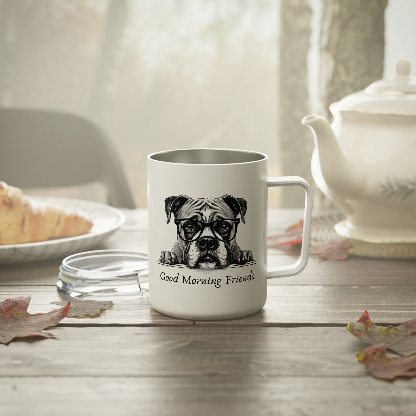 Good Morning Friends Boxer vibes Insulated Coffee Mug, 10oz