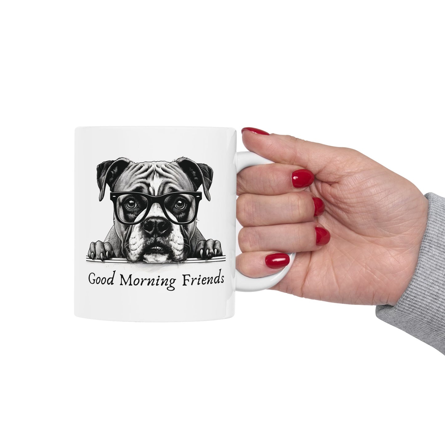 Good Morning Friends Ceramic Mug, Boxer Dog Lovers