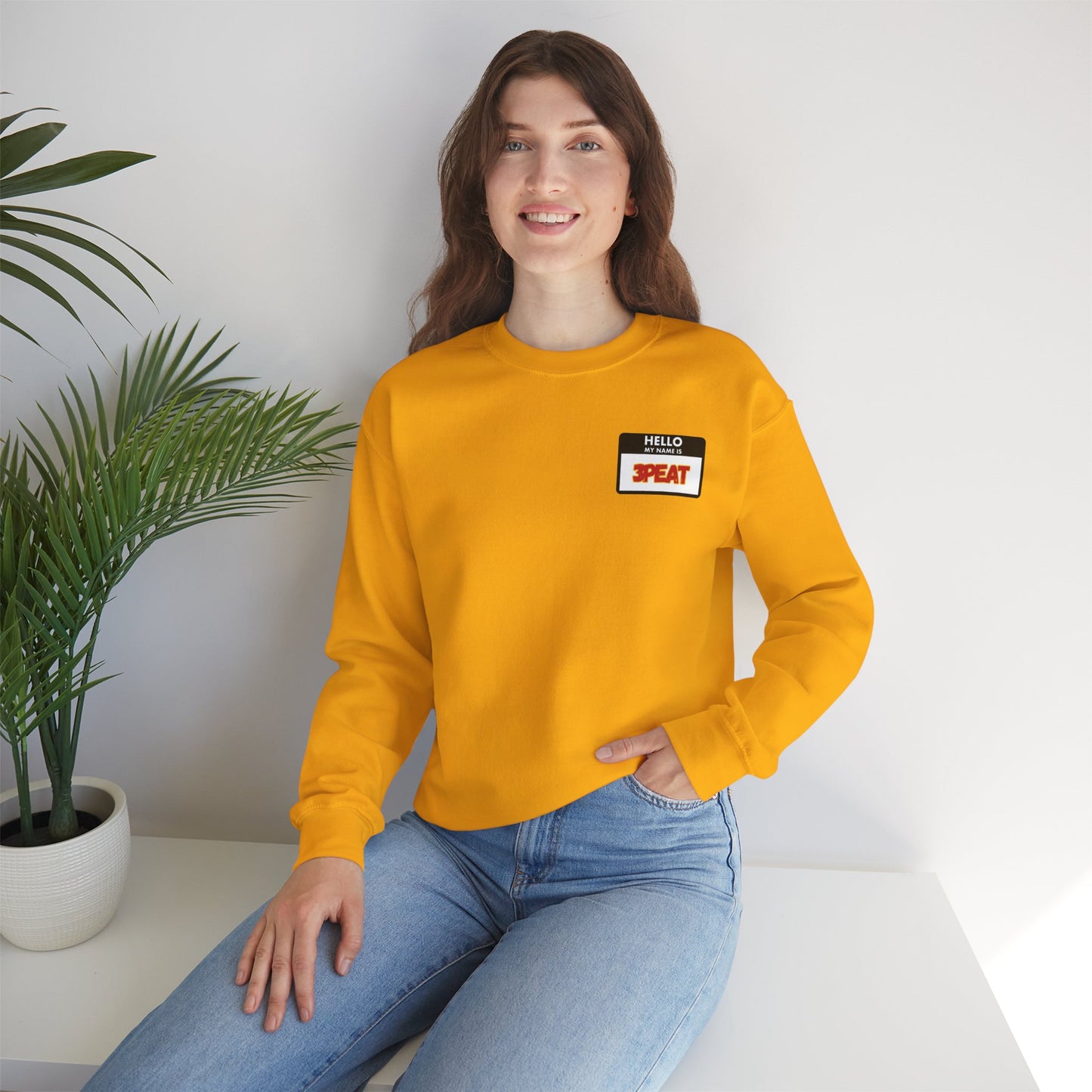 Hello My Name Is Repeat Graphic Crewneck Sweatshirt