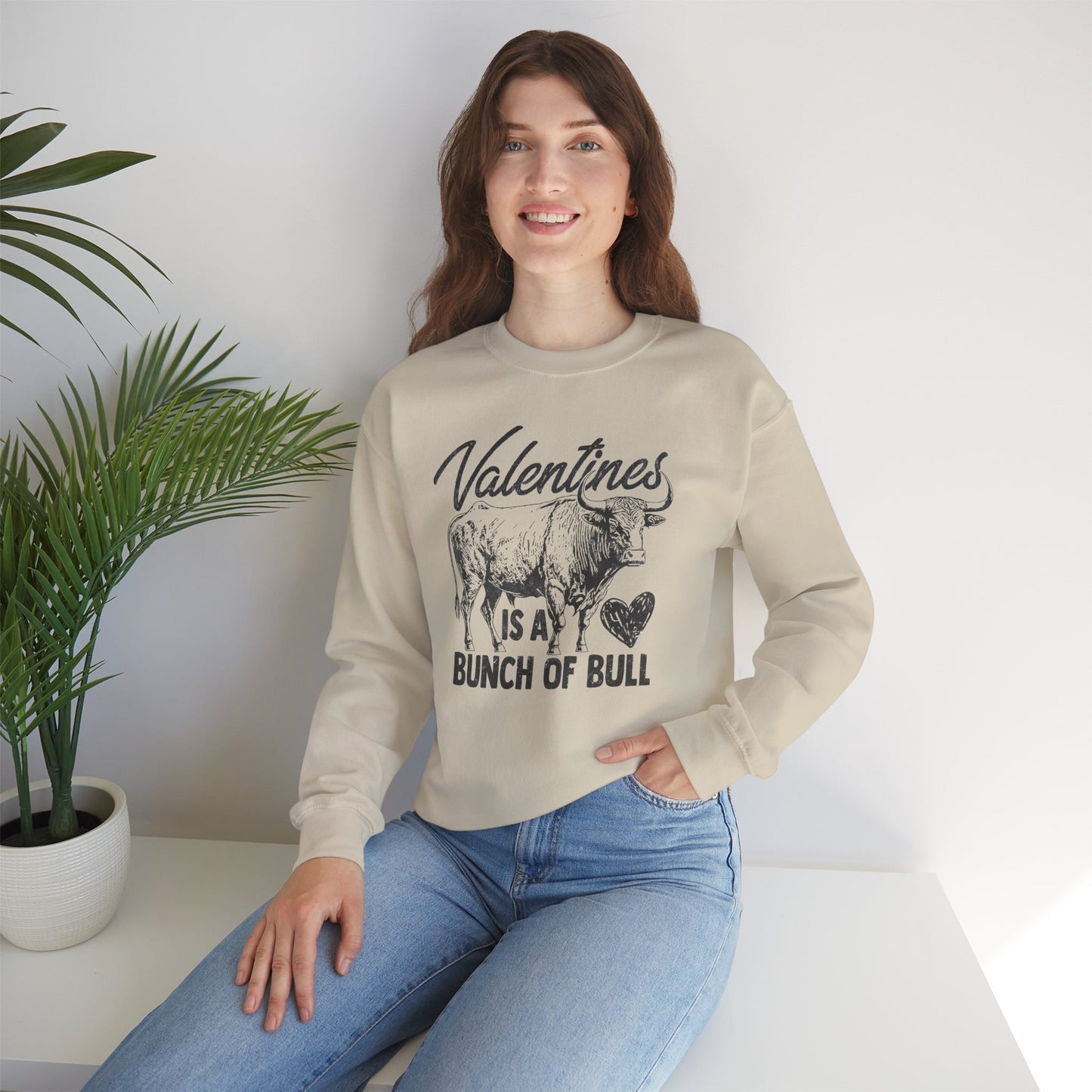 Valentine’s Is A Bunch Of Bull Graphic Crewneck Sweatshirt