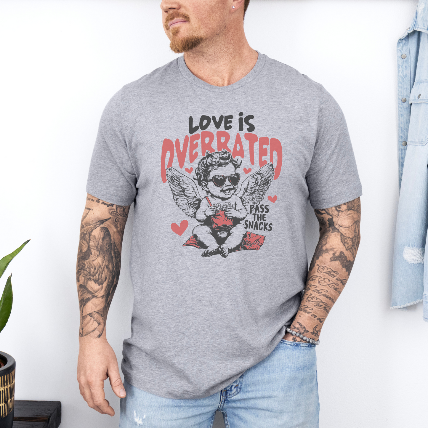 Love is Overrated, Pass the Snacks Graphic T-Shirt