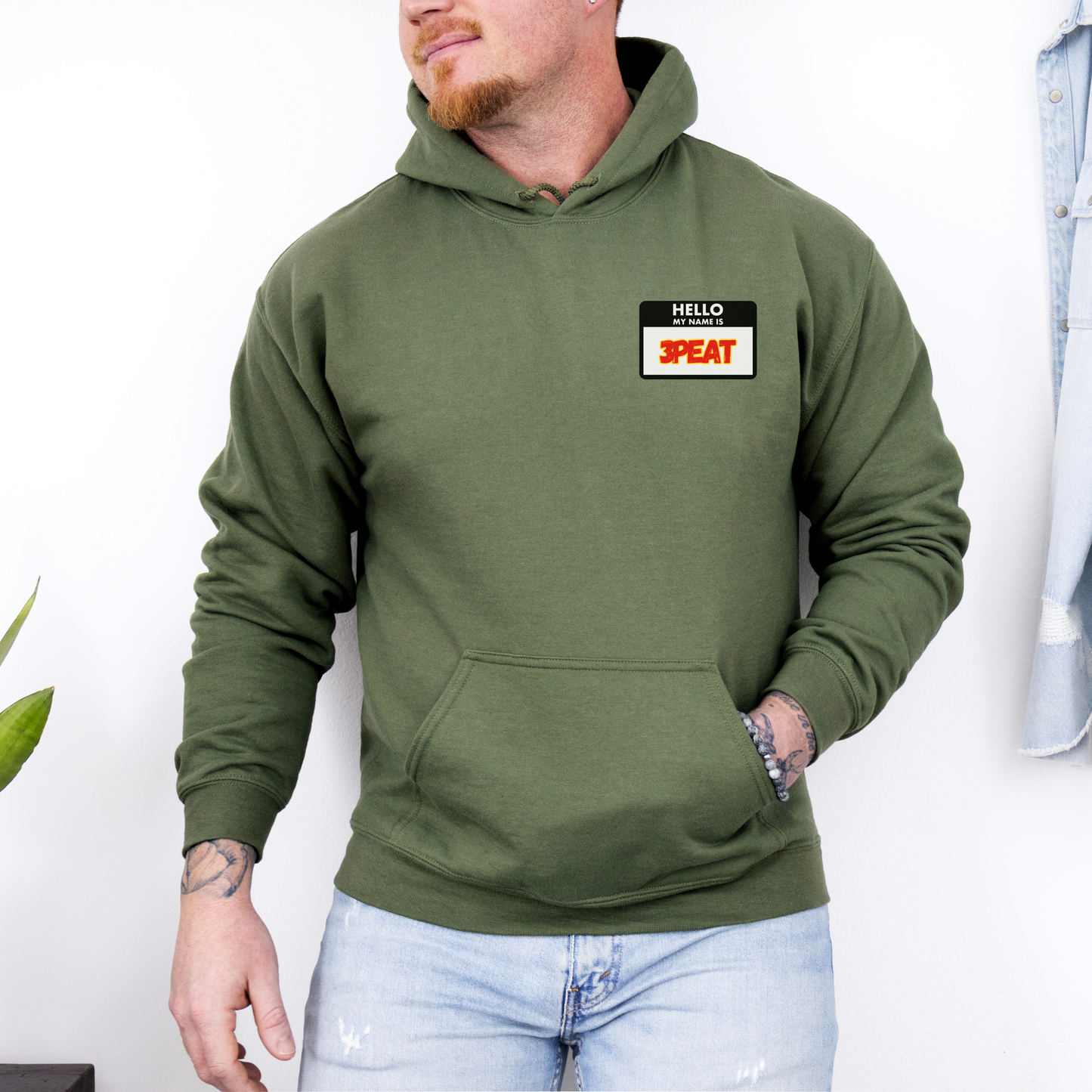 Hello My Name Is Repeat Graphic Hooded Sweatshirt