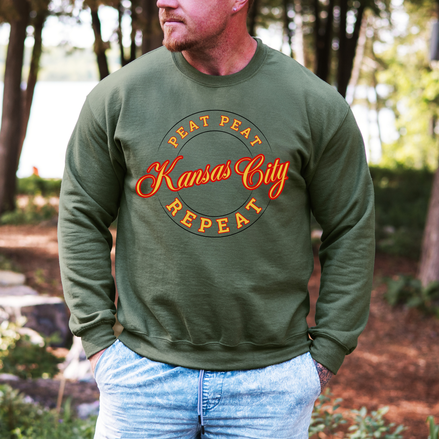 Kansas City Repeat Crewneck Graphic Crewneck Sweatshirt