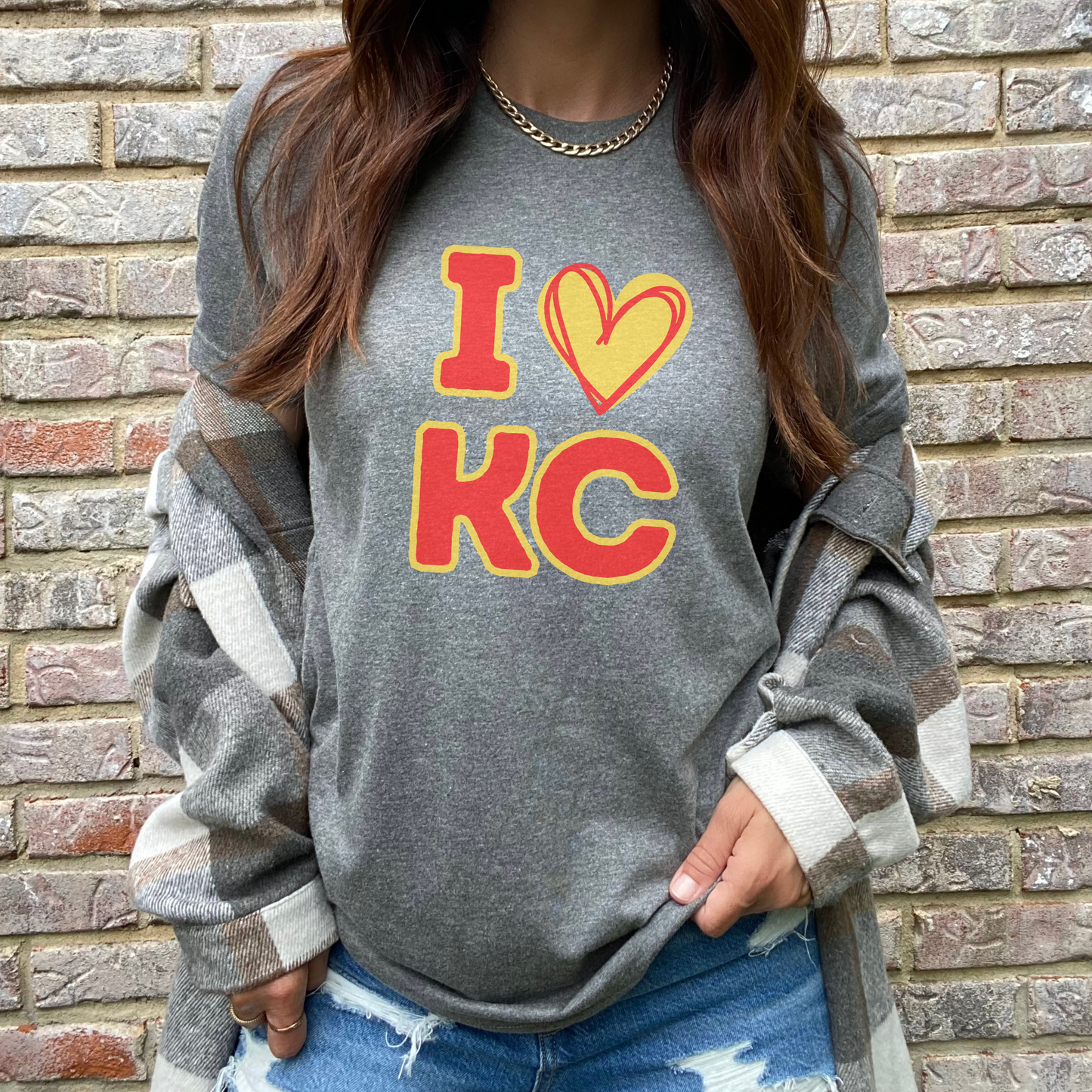 I Heart KC Red and Yellow Repeat Graphic T-Shirt