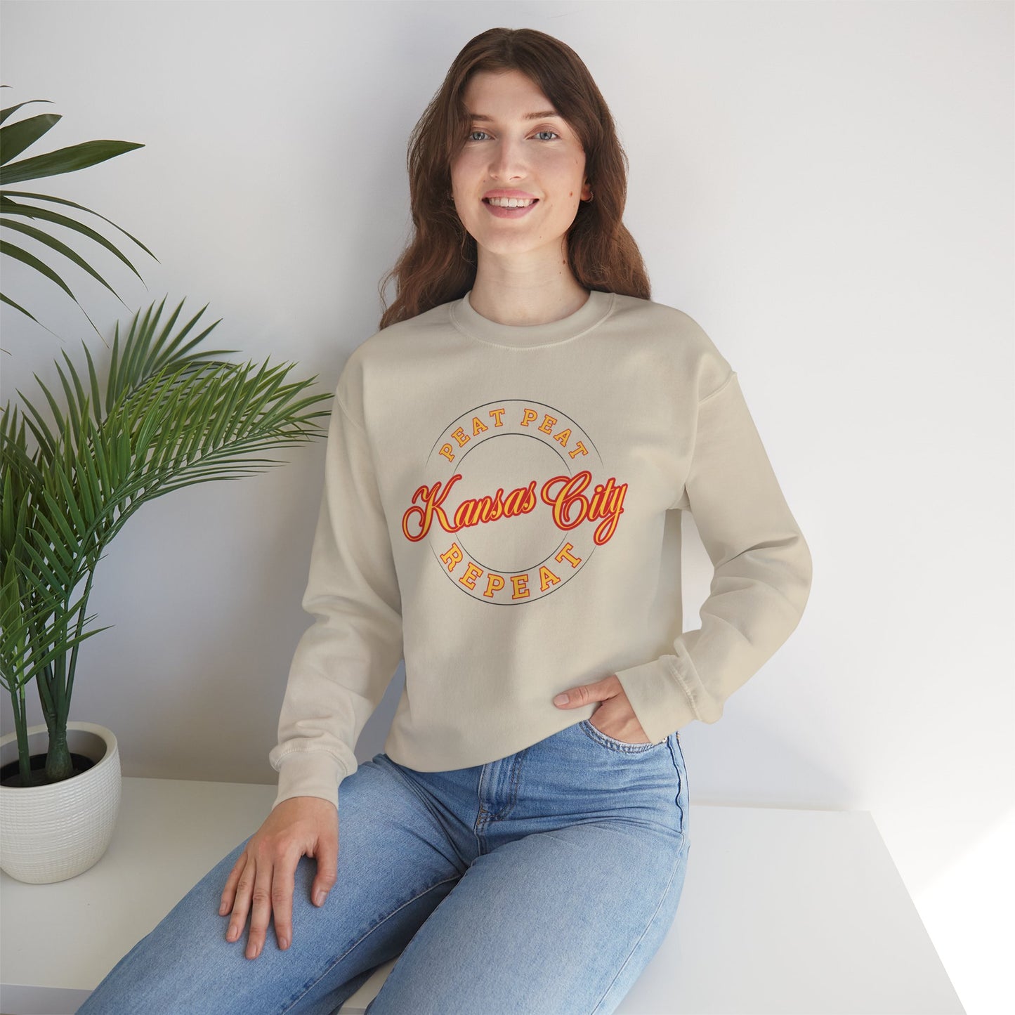 Kansas City Repeat Crewneck Graphic Crewneck Sweatshirt