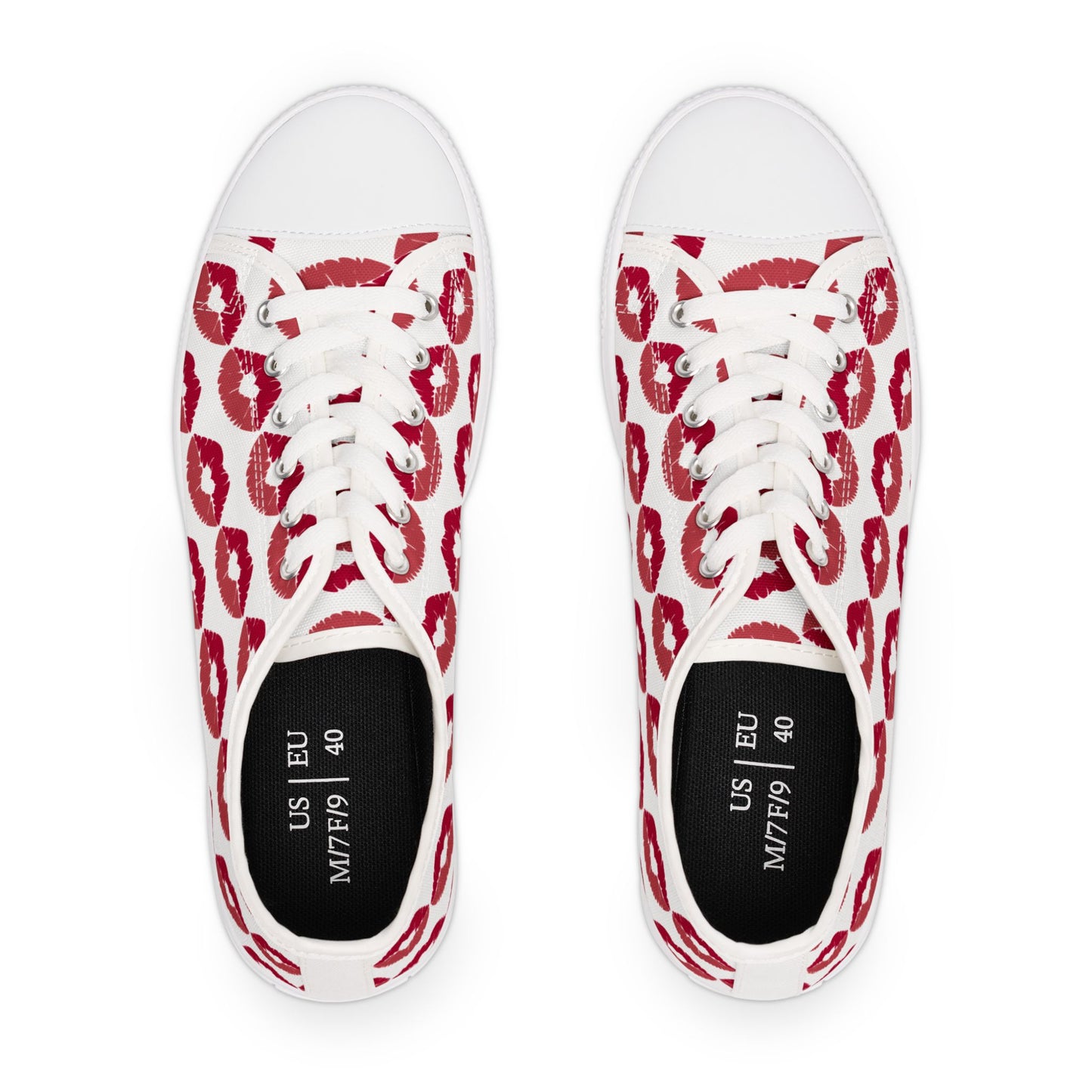 Blowing Heart shaped Lip Kisses Women's Low Top Sneakers