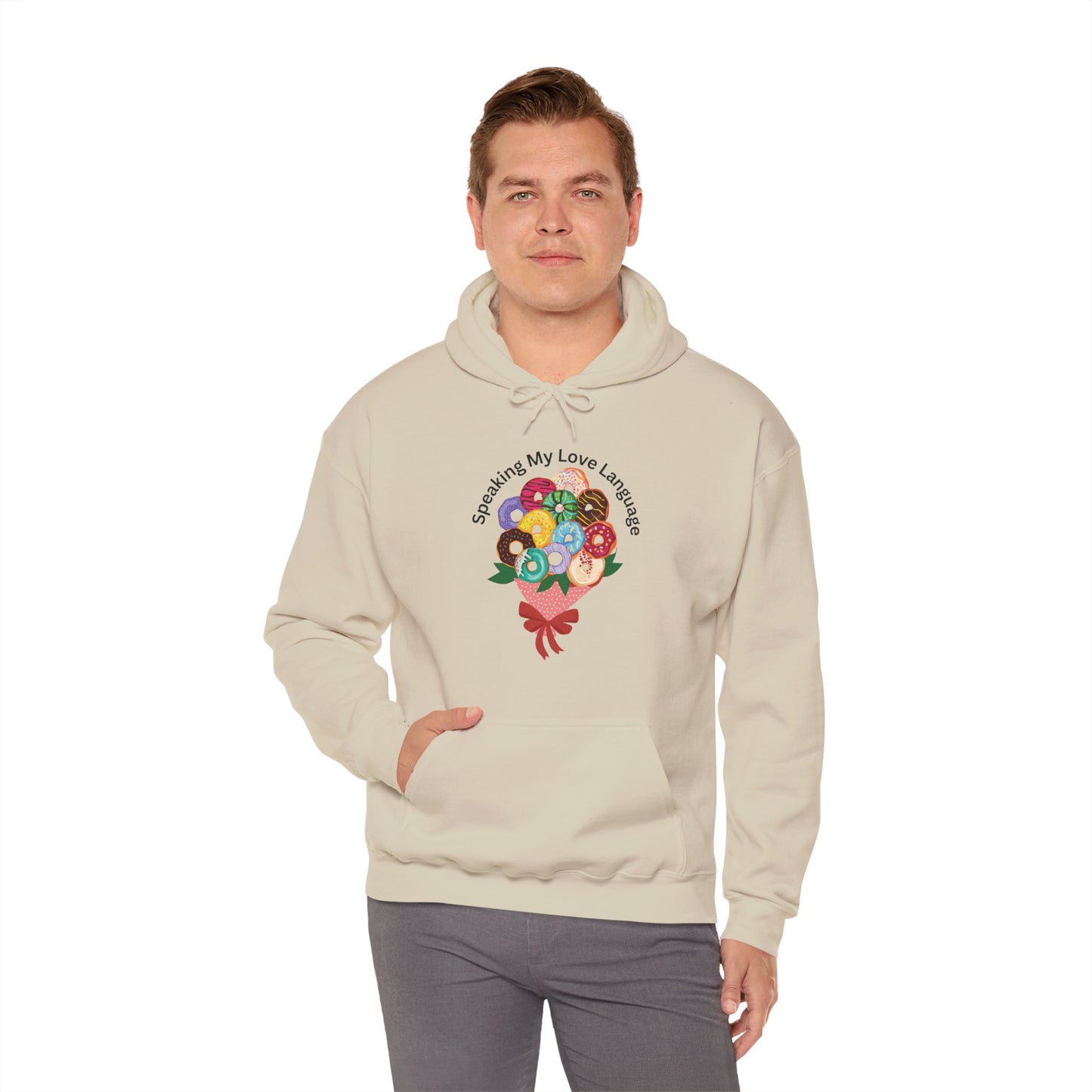 Speaking my Love Language Donut Bouquet Graphic Hooded Sweatshirt