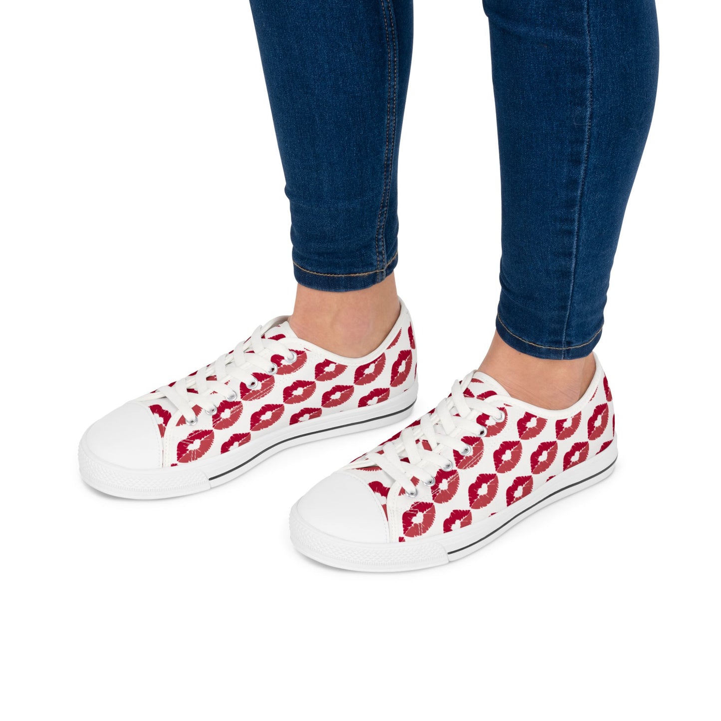 Blowing Heart shaped Lip Kisses Women's Low Top Sneakers