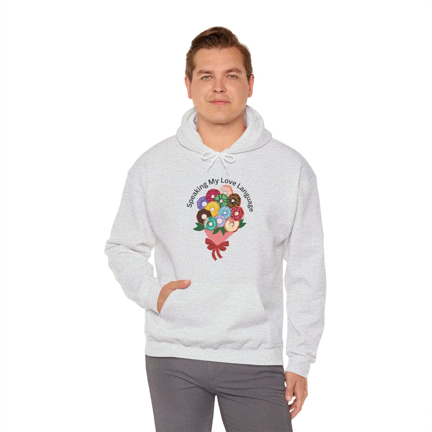 Speaking my Love Language Donut Bouquet Graphic Hooded Sweatshirt