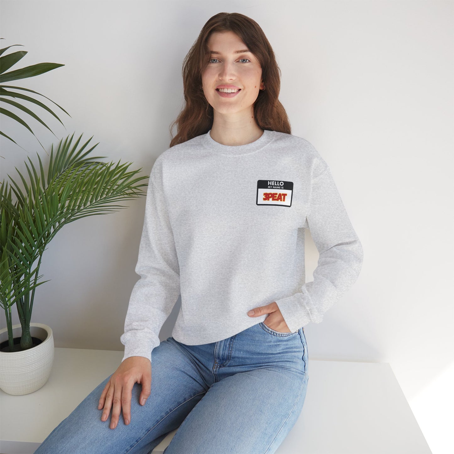 Hello My Name Is Repeat Graphic Crewneck Sweatshirt
