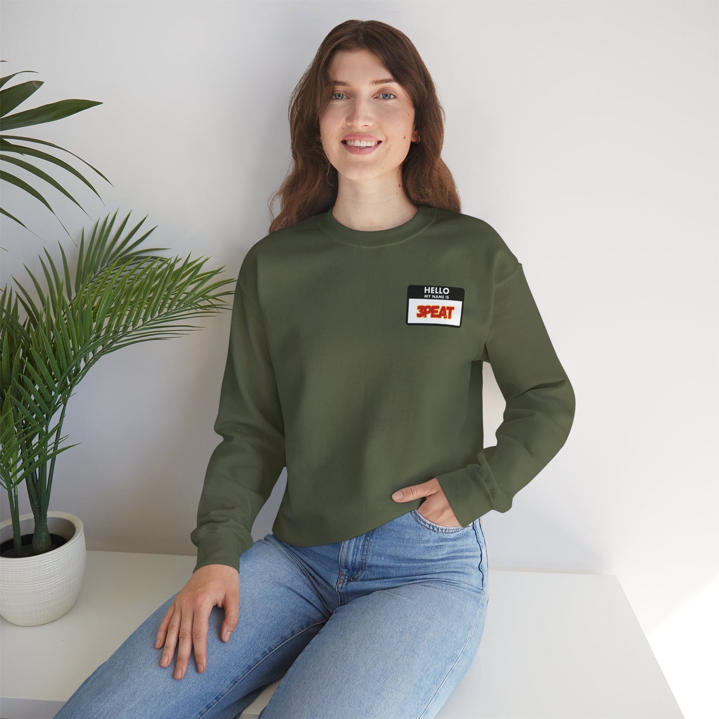 Hello My Name Is Repeat Graphic Crewneck Sweatshirt