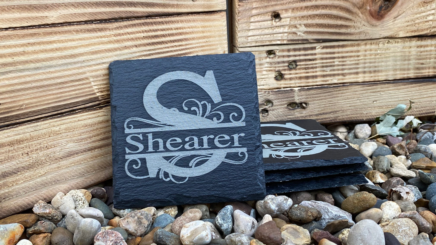 Custom Square Monogram Elegance Coasters