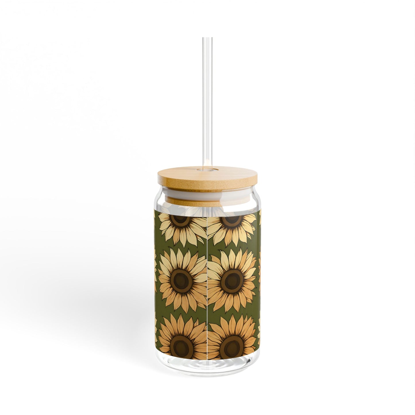 Sipper Glass Sunflower Design 16oz