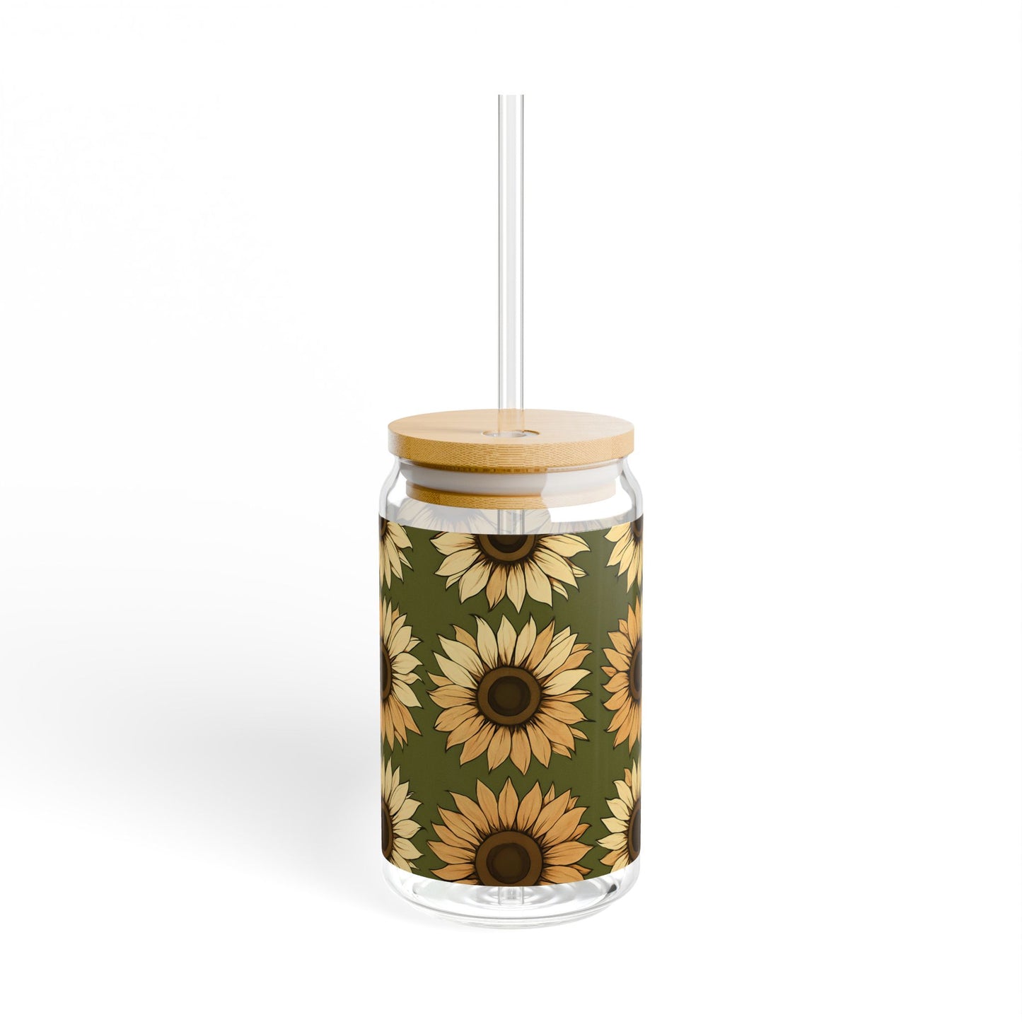 Sipper Glass Sunflower Design 16oz
