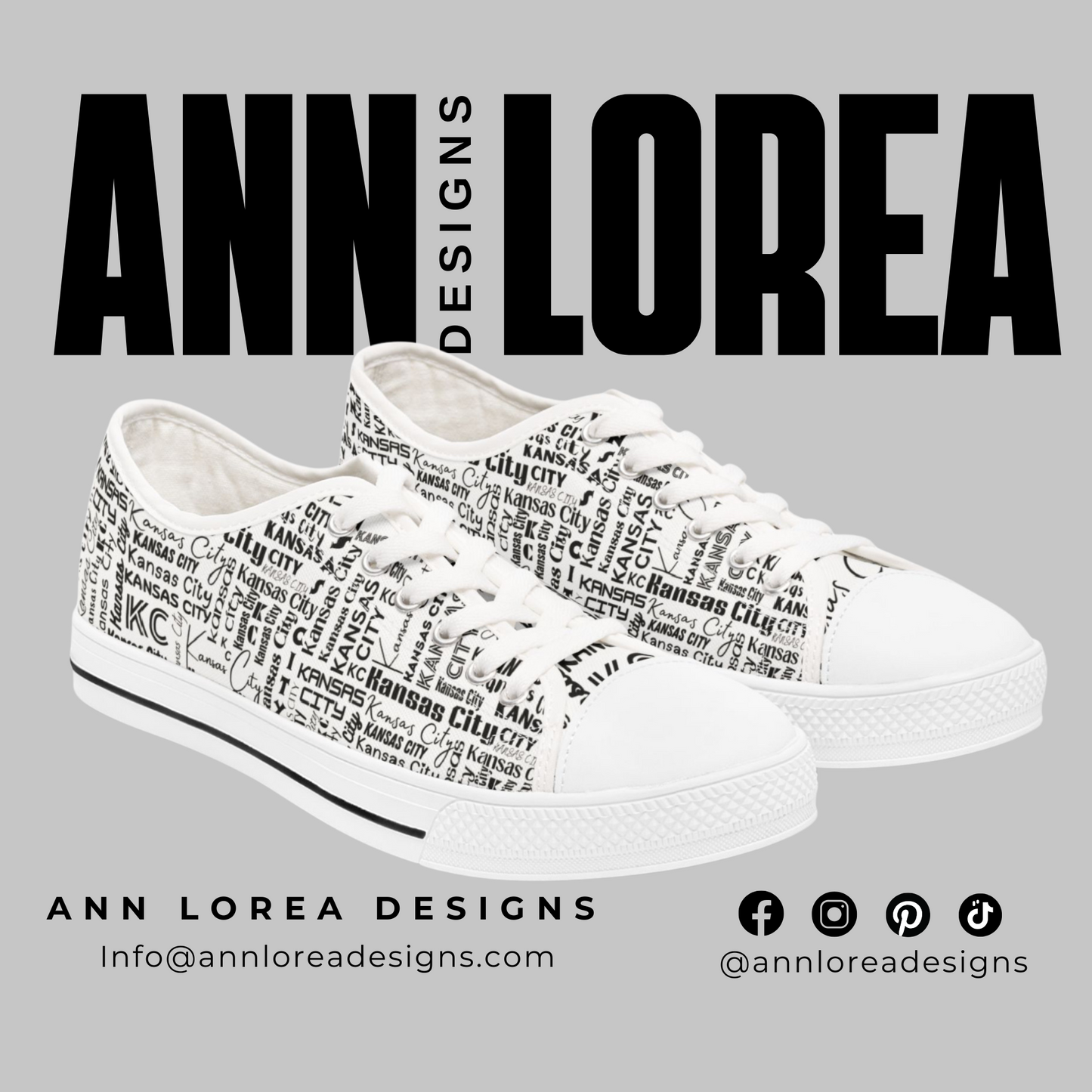 Kansas City Themed all over print Super Cute and Cozy Casual Canvas Women's Low Top Sneakers/Shoes