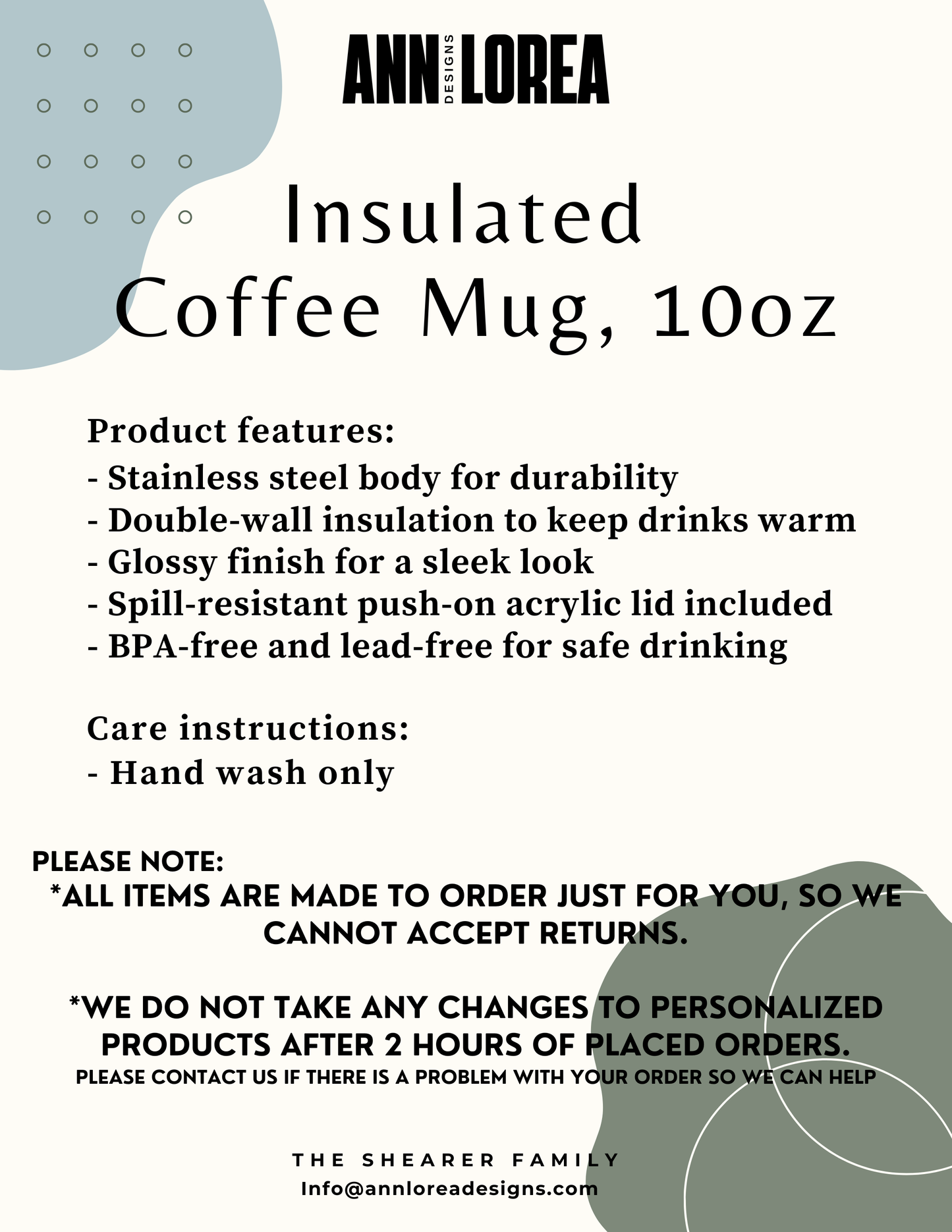 Sunflower Insulated Coffee Mug, 10oz