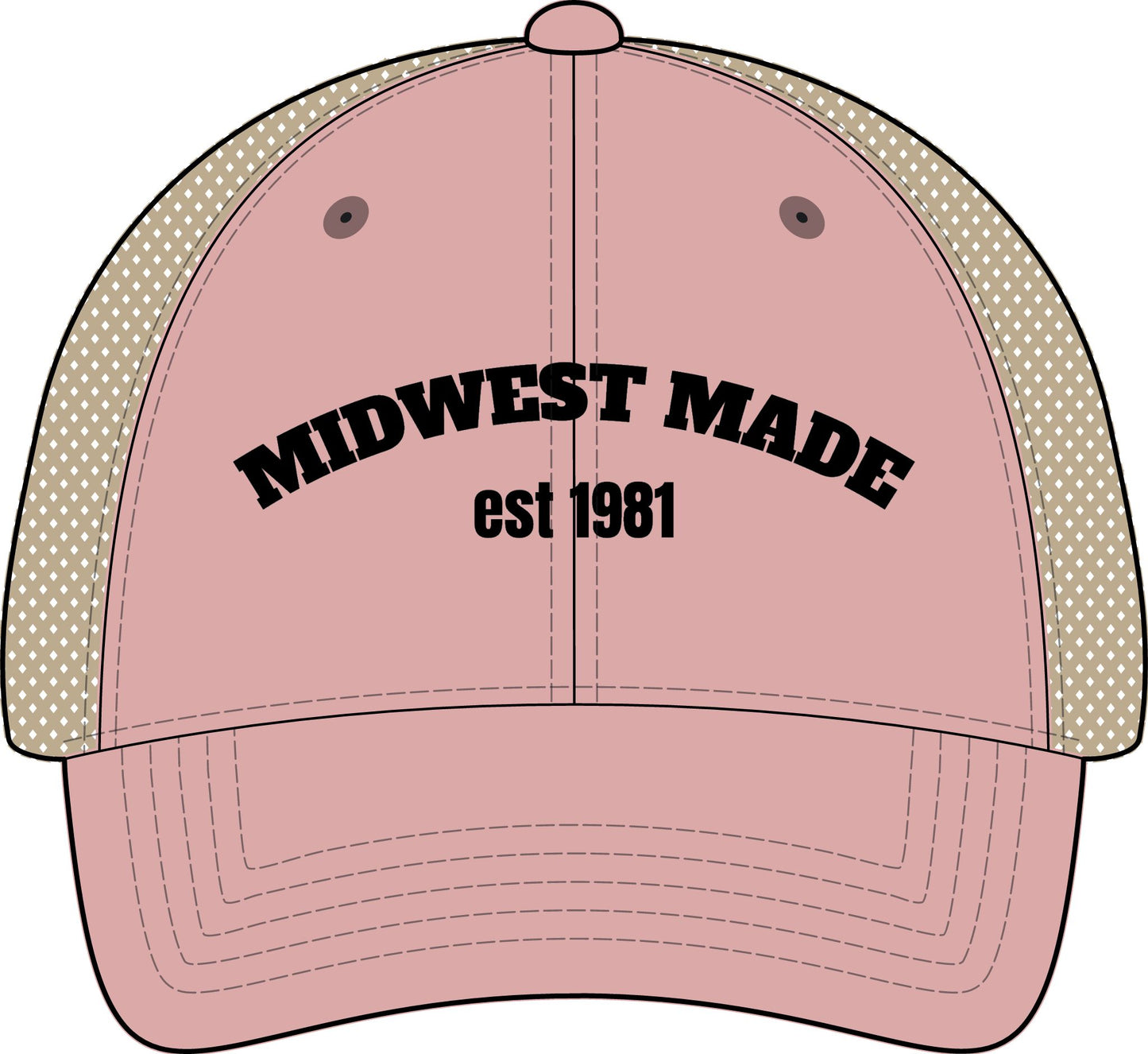 MIDWEST MADE with Personalized est DATE Embroidery Women's Washed Mesh-Back Cap
