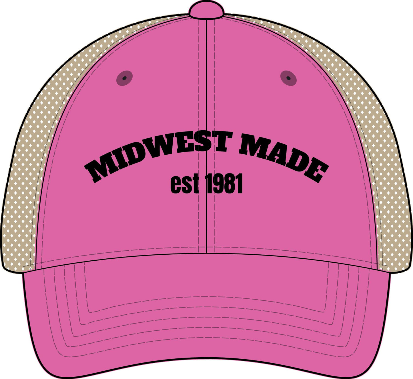 MIDWEST MADE with Personalized est DATE Embroidery Women's Washed Mesh-Back Cap