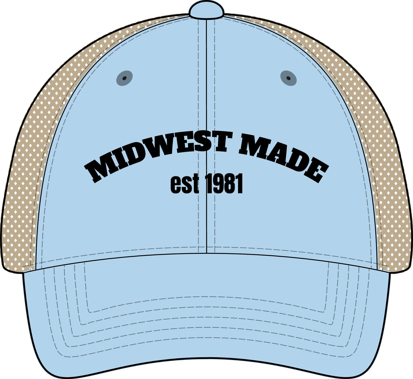 MIDWEST MADE with Personalized est DATE Embroidery Women's Washed Mesh-Back Cap