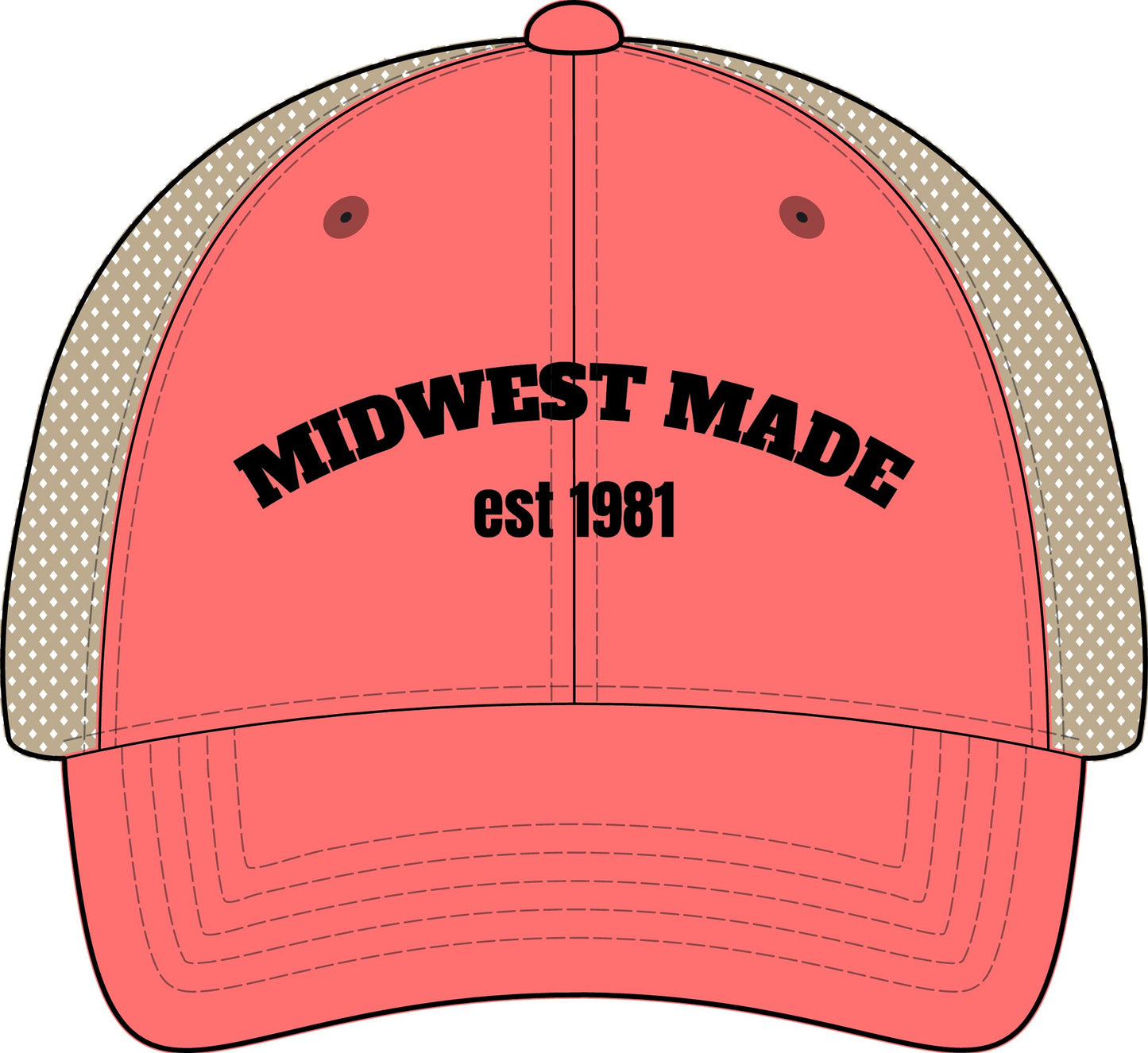 MIDWEST MADE with Personalized est DATE Embroidery Women's Washed Mesh-Back Cap