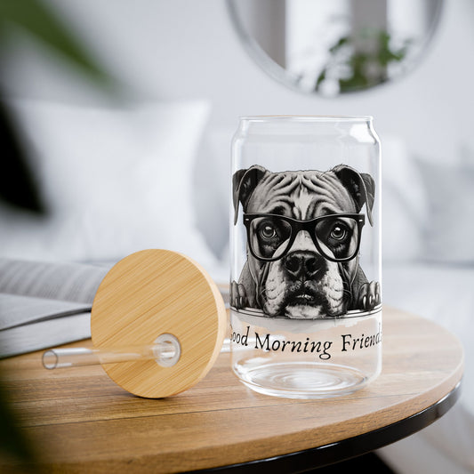 Good Morning Boxer Friends, Sipper Glass, 16oz